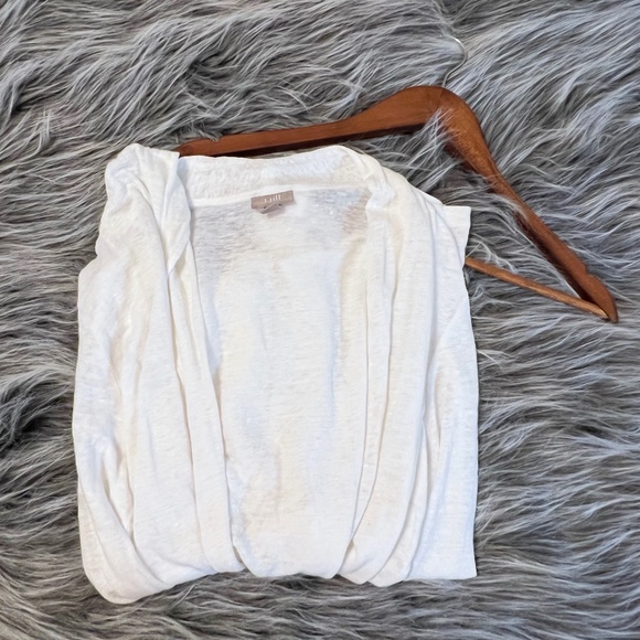 J. Jill White Cotton Blend Semi Sheer Open Cardigan - Picture 1 of 7
